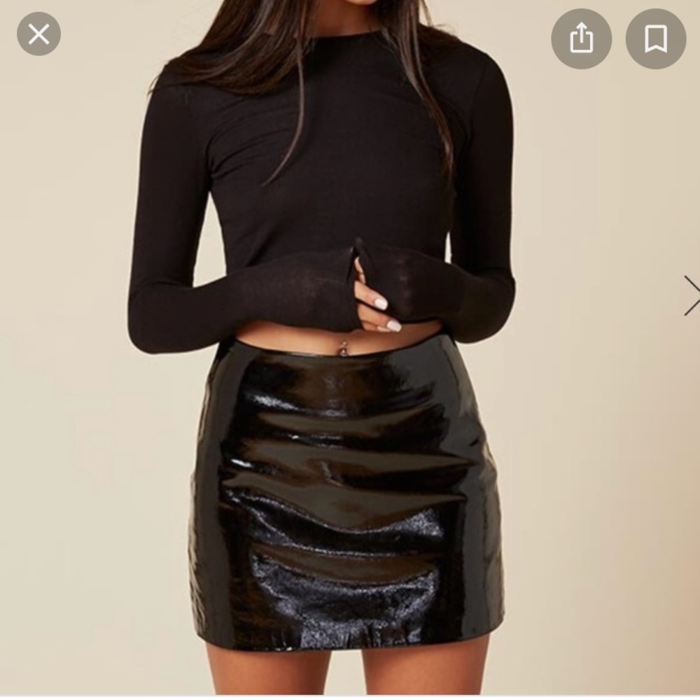 Reformation Patent Leather mini skirt, size 6